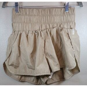 FP Movement‎ High Rise Running Shorts Built-In Brief Tan Size M